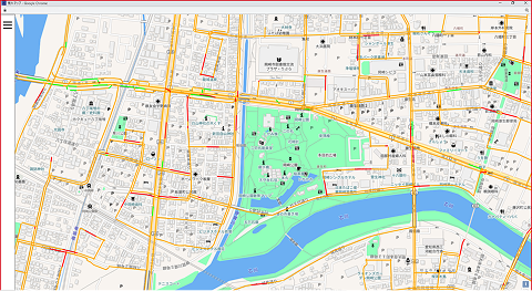 路面の損傷状況の色分け表示